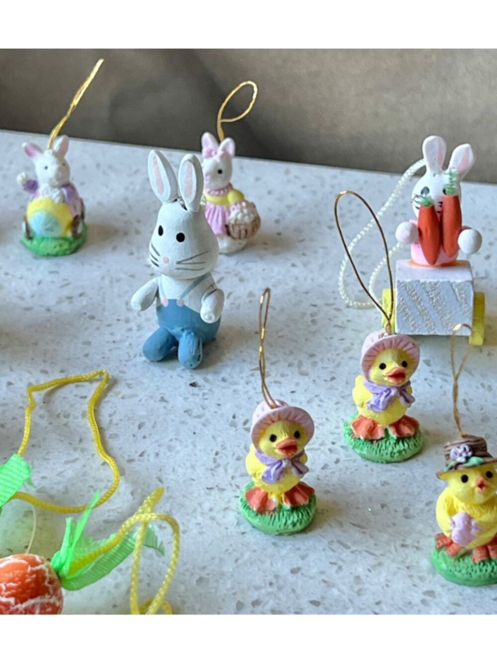 Easter Ornaments & Decor Bunnies Chicks Eggs Birdhouse Baskets Carrots Tulips - Picture 3 of 8